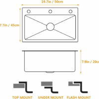 Black Kitchen Sink, Stainless Steel Single Bowl Sink, Drop In/Topmount Workstation Sink with Sliding Accessories, Farmhouse Workstation Sink with Multiple Accessories (19.7 X 17.7In), RXZE031 - Image 7