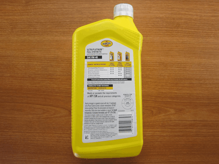 Chrysler Dodge Jeep Penzoil Ultra Platinum Full Synthetic 0W-40 7 Qts. - Image 4