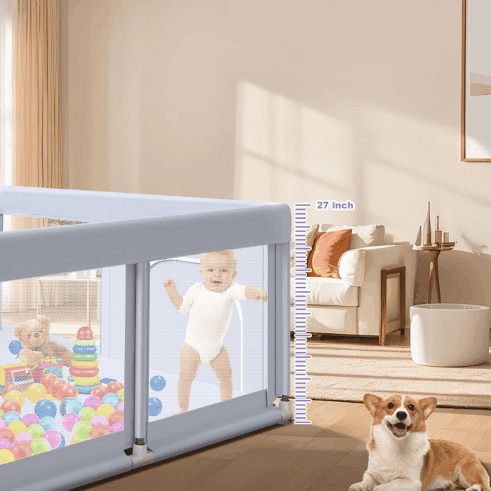 Baby Playpen 74X50 in Playpen for Babies and Toddlers, Large Play Yards for Indoor & Outdoor with Zipper Gates, Breathable Mesh with Mat - Image 5