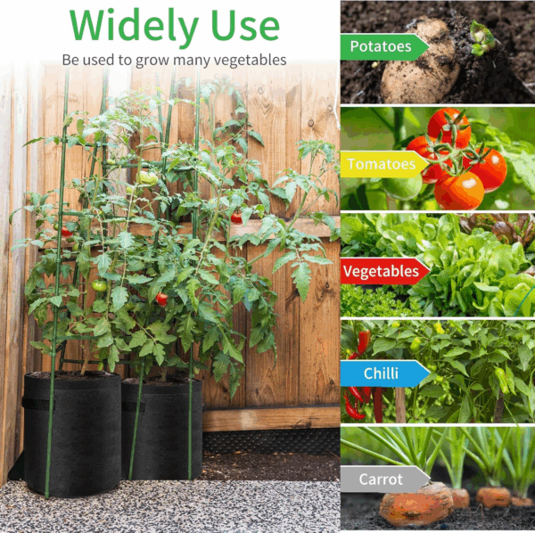 4 Pack Potato Grow Bags 10 Gallon with Flap, Heavy Duty Fabric with Handle and Harvest Window, Non-Woven Planter Pot Plant Garden Bags to Grow Vegetables Tomato, Black - Image 7