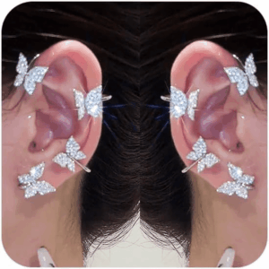Butterfly Ear Cuffs Earrings Rhinestone Butterfly Ear Wrap No Piercing Ear Cuff Clip on Earrings for Women