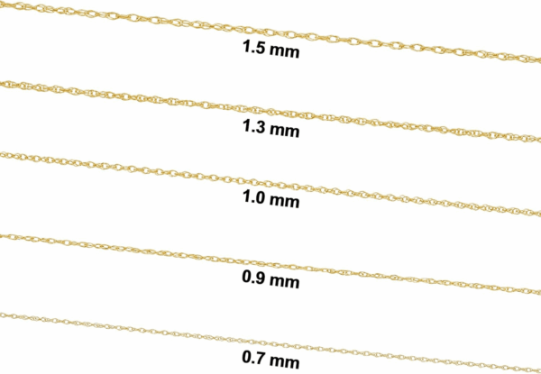 Real 14K Yellow Gold Rope Chain Pendant Necklace for Women (0.7 Mm, 0.9 Mm, 1 Mm, 1.3 Mm, or 1.5 Mm) - Image 3