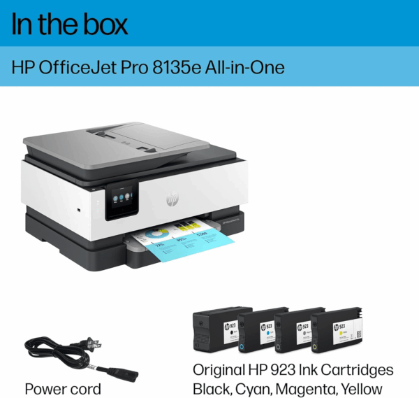 Officejet Pro 8135E Wireless All-In-One Color Inkjet Printer, Print, Scan, Copy, Fax, ADF, Duplex Printing, Best-For-Home Office, 3 Months of Instant Ink Included (40Q35A) - Image 6