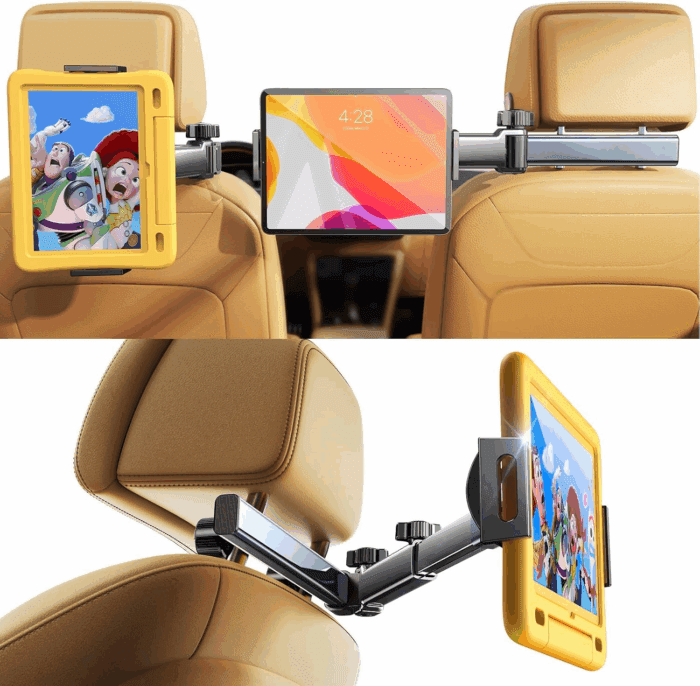 3 in 1 for Ipad Holder for Car Accessories for Women Interior Road Trip Essentials Backseat Car Organizer Car Tv for Back Seat Headrest Tablet Holder Ipad Car Mount Kids Fire Tablet 4.7-11"
