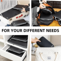 4 Set/6 Set/8 Set Compression Packing Cubes Travel Accessories Expandable Packing Organizers(Black Clothpattern 4 Set) - Image 7