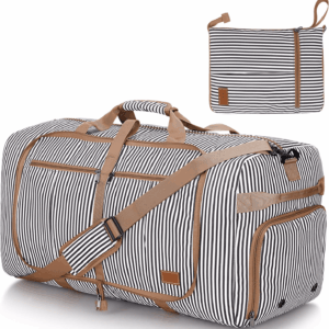 120L Travel Duffle Bag for Men and Women, Large Foldable Duffel Bag for Travel with Shoe Compartment Overnight Weekender Bag Gym Bag Water & Tear Resistant (Stripe, 120L)