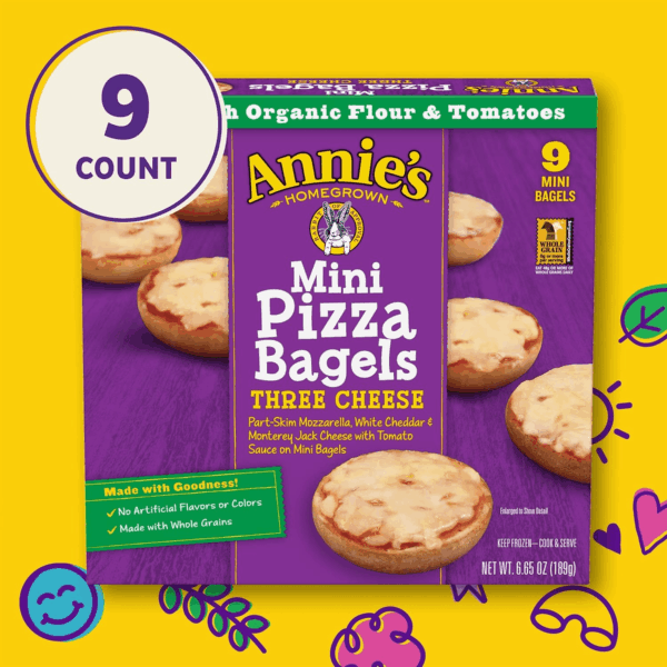 Annie'S Mini Frozen Pizza Bagels, Three Cheese, 9 Count, 6.65 Oz - Image 6