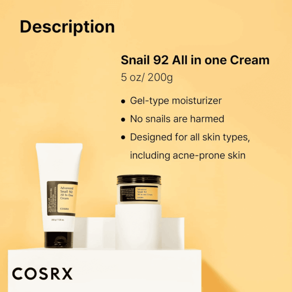 Snail Mucin 92% Moisturizer, Daily Repair Face Gel Cream Tube Type for Dry, Sensitive Skin, Not Tested on Animals, No Parabens, No Sulfates, No Phthalates, Korean Skin Care (7.05Fl Oz / 200G) - Image 7