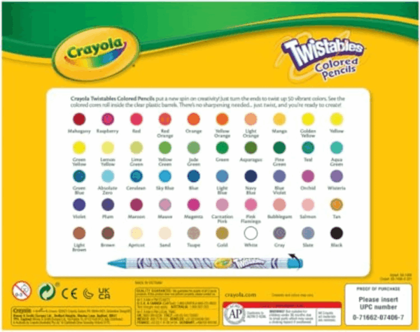 Twistables Colored Pencil Set (50Ct), Kids Easter Basket Essentials & Stuffers, No Sharpen Colored Pencils for Kids, Coloring Book Pencils, 4+ - Image 7