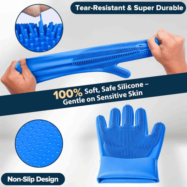 6PCS Pet Grooming Kit | Dog Washing Gloves | Dog Bath Brush | Dog Bath Gloves | Dog Shampoo Brush | Pet Grooming Gloves | Cat Bathing Supplies | Dog Bath Supplies (Navy Blue) - Image 4