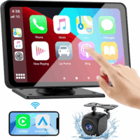 Apple Carplay Screen for Car, 7" HD Portable Car Stereo Touch Screen with Wireless Android Auto, Backup Camera, Car Audio Receivers with Voice Control, Mirror Link, Bluetooth, GPS Navigation
