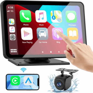 Apple Carplay Screen for Car, 7" HD Portable Car Stereo Touch Screen with Wireless Android Auto, Backup Camera, Car Audio Receivers with Voice Control, Mirror Link, Bluetooth, GPS Navigation