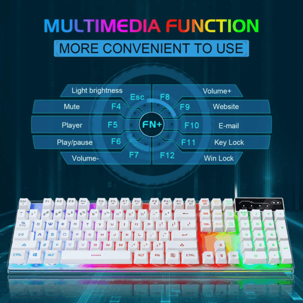 Gaming Keyboard and Mouse Combo, K1 RGB LED Backlit Keyboard with 104 Key for Pc/Laptop(White) - Image 5