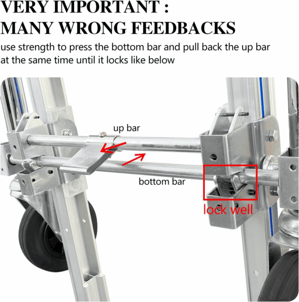 Convertible Dolly Cart with Wheels, 2 in 1 Heavy Duty Aluminum Hand Truck Dolly Foldable,With 2 Large Wheels & Brakes,1000Lbs Load for Furniture, Electrical Appliances & Large Cartons - Image 4