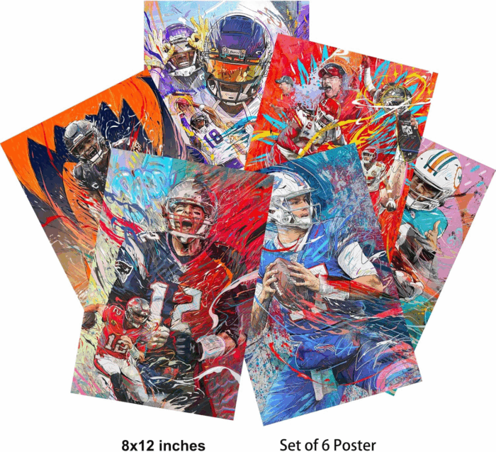 Sports Star Poster Josh Allen Tom Brady Justin Jefferson Fields Tyreek Hill Patrick Mahomes (No Frame, 8X12Inch-6Pcs) - Image 2