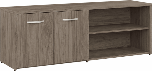 Studio C Low Storage Cabinet with Doors and Shelves in Modern Hickory