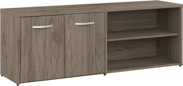 Studio C Low Storage Cabinet with Doors and Shelves in Modern Hickory