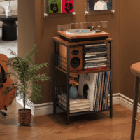 Side Table, Small End Table Record Player Stand with Storage, Vinyl Record Storage Night Stand for Living Room, Bedroom,Office(Patent Pending)(Rustic Brown & Black) - Image 8