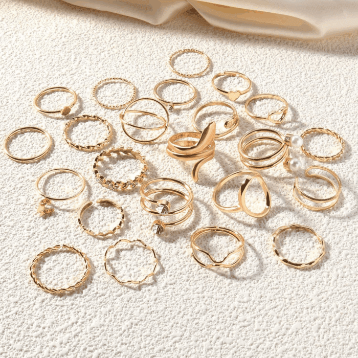 Gold Knuckle Rings Set for Women Stackable Joint Finger Midi Rings Dainty Cubic Crystal Zirconia Simple Hollow Twist Cute Rings Pack Jewelry Gift - Image 6
