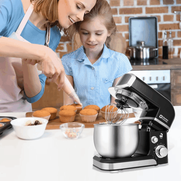 Stand Mixer,3.2Qt Small Electric Food Mixer,6 Speeds Portable Lightweight Kitchen Mixer for Daily Use with Egg Whisk,Dough Hook,Flat Beater (Black) - Image 6