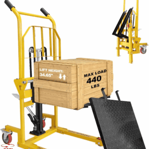 Foldable Hydraulic Material Lift, Pallet Jack Table Cart, 440Lbs Capacity, 35" Lift, Swivel Wheels