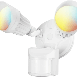 3CCT LED Security Light, Motion Sensor Flood Lights Outdoor, Aluminum, 3 Modes Motion Detector+Dusk to Dawn+Switch Control, 3000K/4000K/5000K Selectable, IP65, Adjustable 2-Head, ETL, White