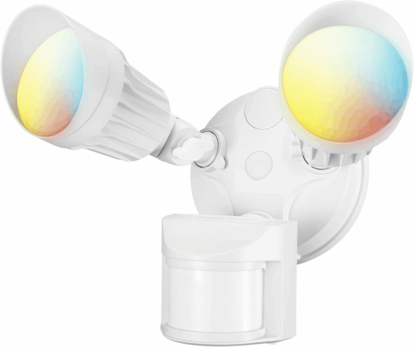 3CCT LED Security Light, Motion Sensor Flood Lights Outdoor, Aluminum, 3 Modes Motion Detector+Dusk to Dawn+Switch Control, 3000K/4000K/5000K Selectable, IP65, Adjustable 2-Head, ETL, White