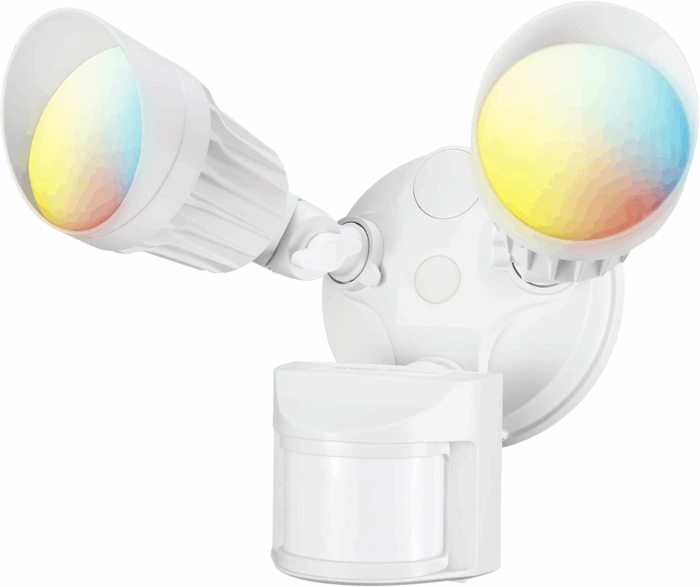 3CCT LED Security Light, Motion Sensor Flood Lights Outdoor, Aluminum, 3 Modes Motion Detector+Dusk to Dawn+Switch Control, 3000K/4000K/5000K Selectable, IP65, Adjustable 2-Head, ETL, White
