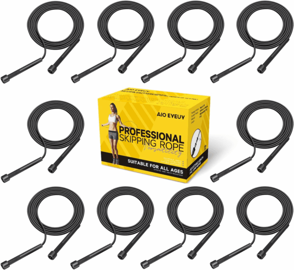 10 Pack Adjustable Jump Rope for Fitness and Exercise-Pvc Skipping Rope for Men,Women and Kids-Tangle-Free for Keeping Fit, Training, Workout
