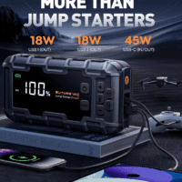 10-In-1 Portable Car Battery Jump Starter with Air Compressor 8000A 160PSI 45W Charger, Jump Starter Jump Box (All Gas 14L Diesel), Car Battery Jumper Starter Portable Jumper Cables, Gloves, Lights - Image 5