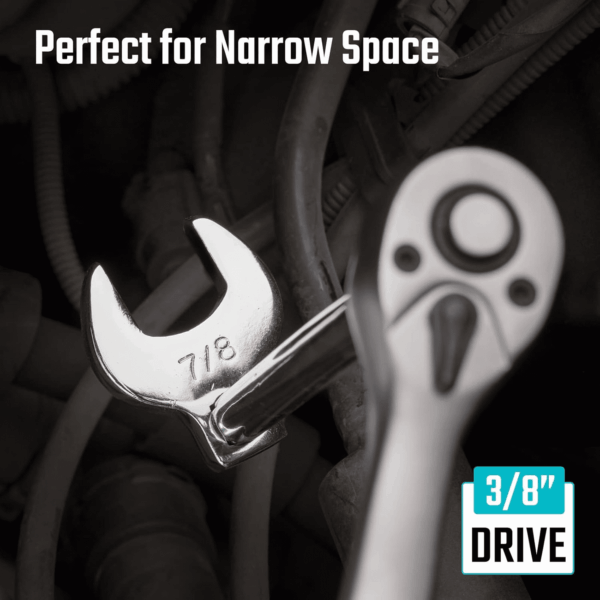 3/8" Drive Crowfoot Wrench Set with 2 Extension Bars, SAE & Metric, 19-Piece, 10-22Mm & 3/8"-7/8", CR-V Steel, with EVA Foam Tool Organizer - Image 5