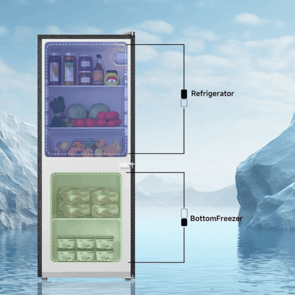 4.0 Cu.Ft Small Refrigerator with Freezer, Small Fridge with Bottom Freezer, for Apartment, Bedroom, Dorm, and Office, Double Door, Black - Image 3