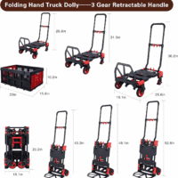 2-In-1Hand Truck Dolly Foldable with Folding Basket,330Lbs Capacity Handtruck,Hand Truck Foldable Dolly with 4 Wheels,Dolly Cart with Retractable Handle,Folding Hand Cart for Moving - Image 3
