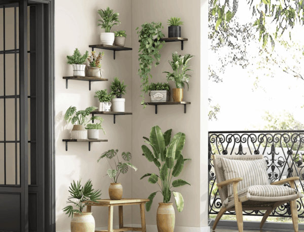 Wood Floating Shelves - Set of 6, Wall Mounted, Farmhouse Style for Bedroom & Bathroom - Image 5