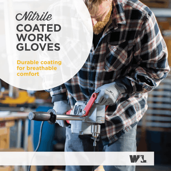 Pack Nitrile Work Gloves | Lightweight, Abrasion Resistant, Blue/Grey | Large - Image 2