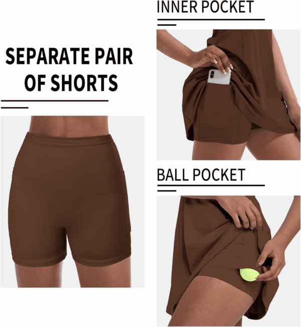Tennis Dress for Women, Tennis Golf Dresses with Built in Shorts and Pockets for Sleeveless Workout Athletic Dresses - Image 3