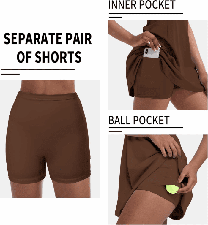 Tennis Dress for Women, Tennis Golf Dresses with Built in Shorts and Pockets for Sleeveless Workout Athletic Dresses - Image 3