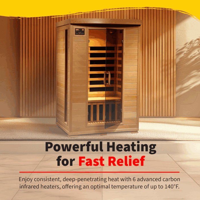 HEATWAVE Radiant Saunas 2-Person Hemlock Infrared Sauna with 6 Carbon Heaters, Chromotherapy Lighting, Oxygen Ionizer - Image 6