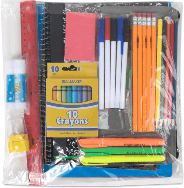 45 Piece School Supply Kit Grades K-12 - School Essentials Includes Folders Notebooks Pencils Pens and Much More! - Image 2