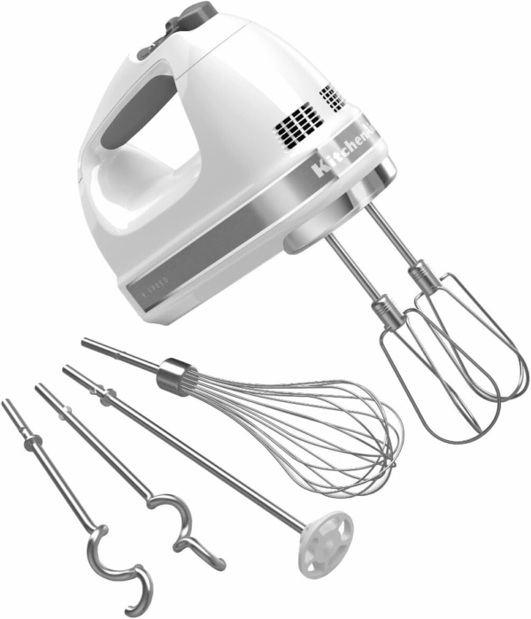 9-Speed Digital Hand Mixer with Turbo Beater II Accessories and Pro Whisk - White