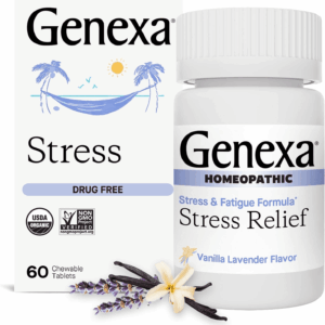 Stress for Adults | Anxiety & Irritability Relief | Fatigue Remedy | Natural Vanilla & Lavender Flavor | Gluten Free & Non-Gmo | Homeopathic Remedy Made Clean | 60 Chewable Tablets​