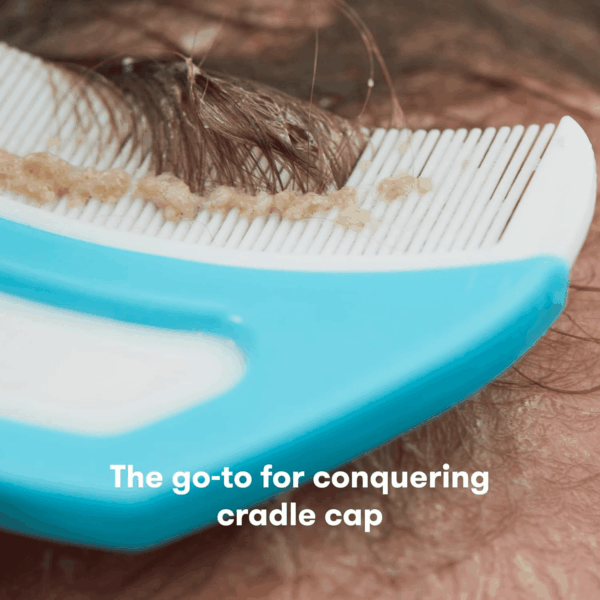 the 3-Step Cradle Cap System, Dermafrida the Flakefixer, Sponge, Brush, Comb and Storage Stand for Babies with Cradle Cap, White-Blue - Image 2