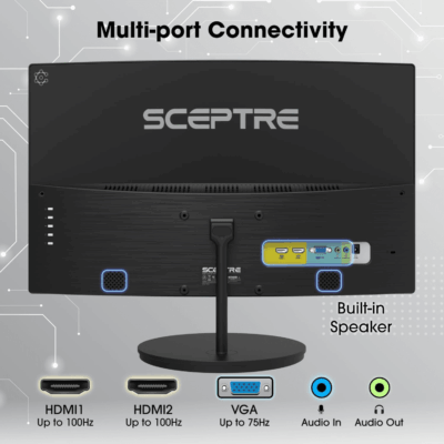 Curved 27" FHD 1080P 75Hz LED Monitor HDMI VGA Build-In Speakers, EDGE-LESS Metal Black 2019 (C275W-1920RN) - Image 4