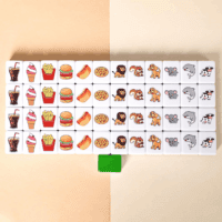 2 Players Mahjong Block Set, Mahjong Tile Game with 50 Premium Green Tiles(30Mm) Animal and Food Pattern, Portable Mahjongg Set with a Carry Bag - Image 3