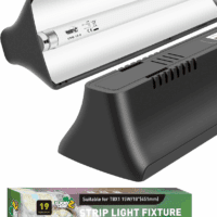 T8 Reptile Light Fixture Combo Kit 15W (New Upgrade), UVB Reptile Light Fixture with Desert UVB 10.0 18" Fluorescent Tube, UVA UVB Reptile Light for Lizard, Bearded Dragon, Tortoise