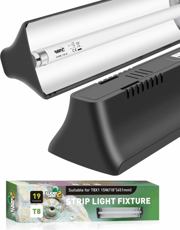 T8 Reptile Light Fixture Combo Kit 15W (New Upgrade), UVB Reptile Light Fixture with Desert UVB 10.0 18" Fluorescent Tube, UVA UVB Reptile Light for Lizard, Bearded Dragon, Tortoise