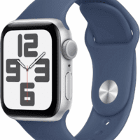Watch SE (2Nd Gen) [GPS 40Mm] Smartwatch with Silver Aluminum Case with Denim Sport Band S/M. Fitness and Sleep Trackers, Crash Detection, Heart Rate Monitor, Retina Display