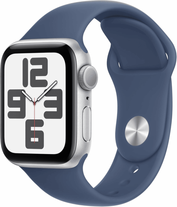 Watch SE (2Nd Gen) [GPS 40Mm] Smartwatch with Silver Aluminum Case with Denim Sport Band S/M. Fitness and Sleep Trackers, Crash Detection, Heart Rate Monitor, Retina Display