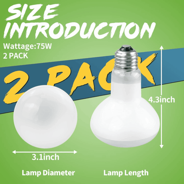 Reptile Heat Lamp - 100W (2Nd Gen) Heat Lamp Bulbs for Reptiles 2 Pack, Amphibians Basking Heat Lamp Bulbs, UVA Daylight Basking Light for Reptiles, Bearded Dragon, Lizard, Turtle, Chicken - Image 4