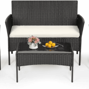 Patio Furniture Set 4 Pieces Outdoor Rattan Chair Wicker Sofa Garden Conversation Bistro Sets for Yard,Pool or Backyard